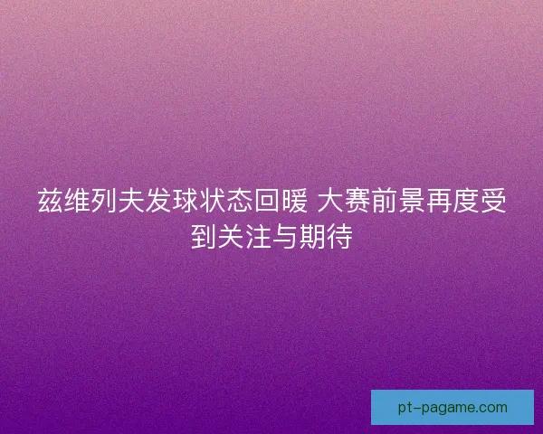 兹维列夫发球状态回暖 大赛前景再度受到关注与期待